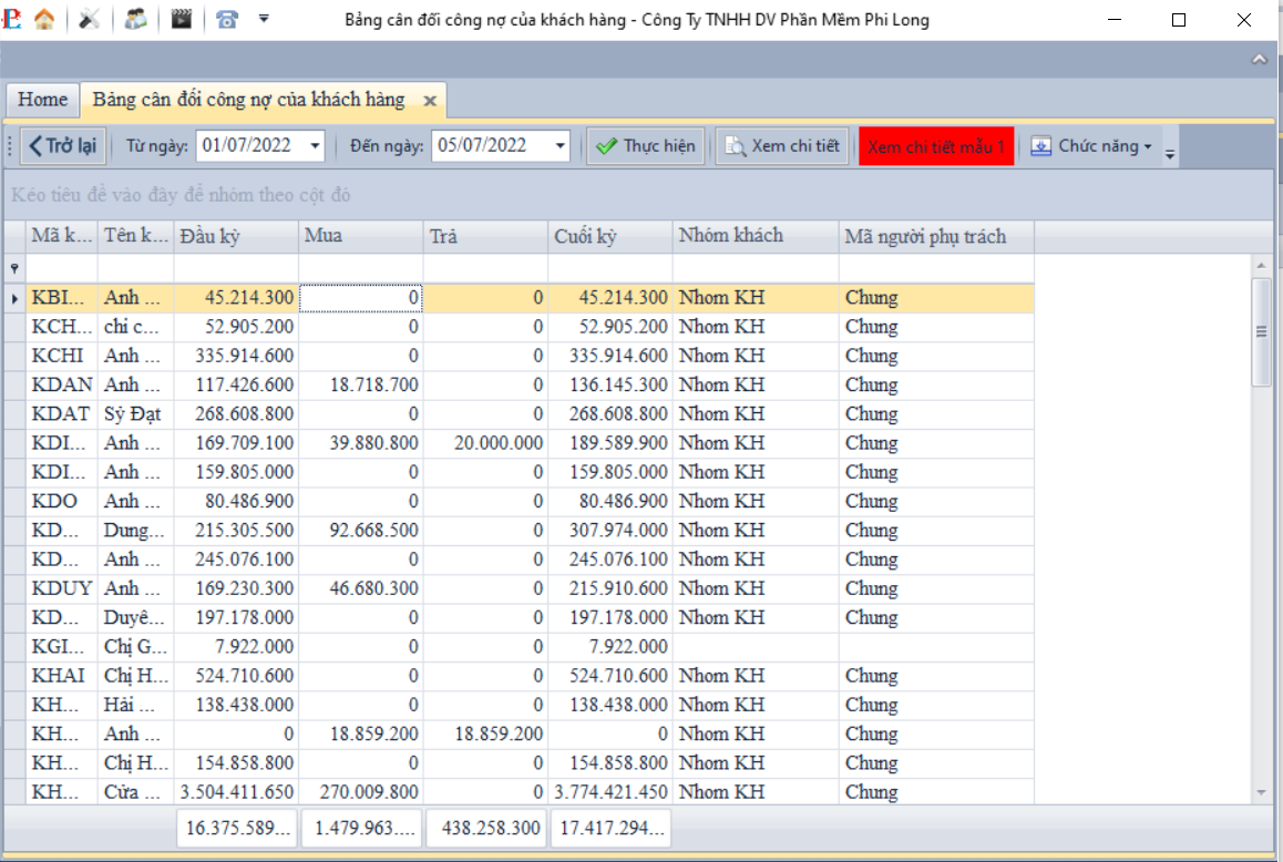 B&#225;o c&#225;o c&#244;ng nợ kh&#225;ch h&#224;ng